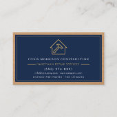 Wood Handyman Construction Navy Blue Gold  Visitekaartje (Voorkant)