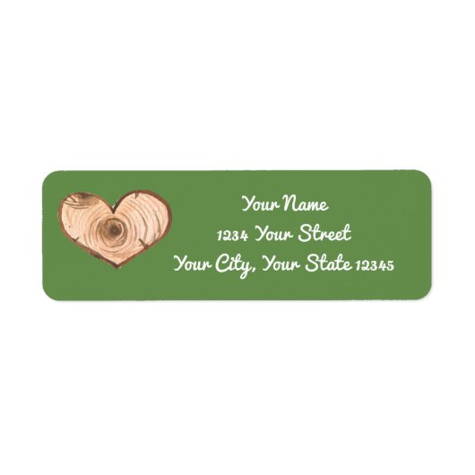 Wood Heart Address Label (Voorkant)