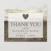 Wood Heart Weddenschap Bedankt Briefkaart (Voorkant)