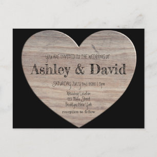 Wood Heart Wedding Briefkaart