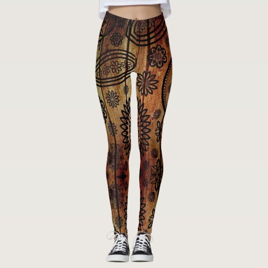 Wood Henna Tattoo - Power Yoga Leggings (Voorkant)