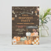 Wood Herfst Harvest Party Pompoen voor School Kaart (Staand voorkant)
