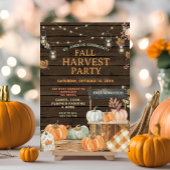 Wood Herfst Harvest Party Pompoen voor School Kaart