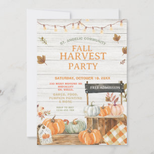 Wood Herfst Harvest Party Pumpkin Church Picknick Kaart