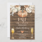 Wood Herfst In Love Floral Wine Engagement Party Kaart (Voorkant)