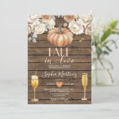 Wood Herfst In Love Floral Wine Engagement Party Kaart (Staand voorkant)