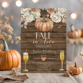 Wood Herfst In Love Floral Wine Engagement Party Kaart