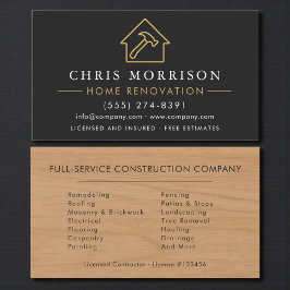 Wood Home Improvement Black Gold QR Code Visitekaartje