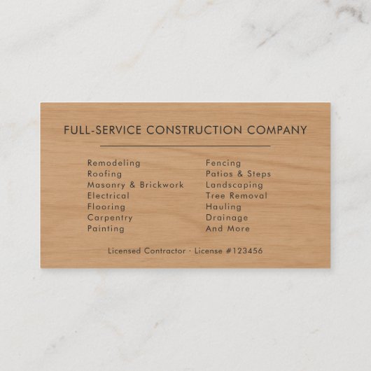 Wood Home Improvement Black Gold QR Code Visitekaartje (Achterkant)