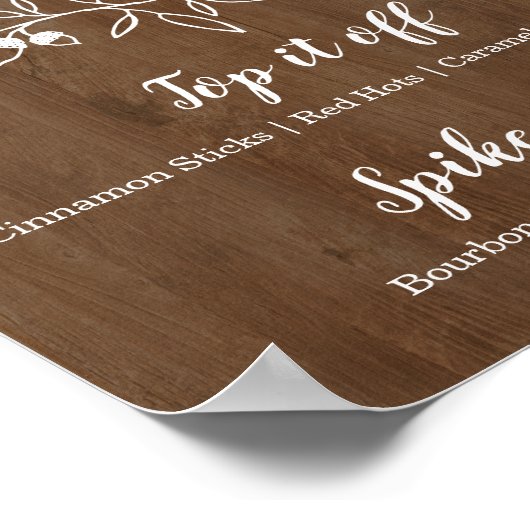 Wood Hot Apple Cider Bar Menu Weddenschap Poster (Hoek)