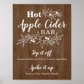 Wood Hot Apple Cider Bar Menu Weddenschap Poster (Voorkant)