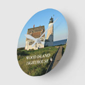 Wood Island Lighthouse Maine Wall Clock Ronde Klok (Hoek)