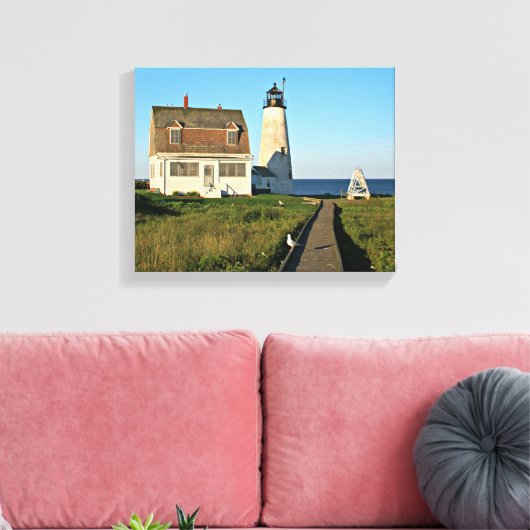 Wood Island Lighthouse Maine Wrapped Canvas Afdruk (Insitu (Woonkamer))
