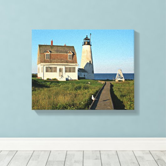 Wood Island Lighthouse Maine Wrapped Canvas Afdruk (Insitu (Houten vloer))