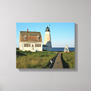 Wood Island Lighthouse Maine Wrapped Canvas Afdruk