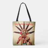 Wood Kachina Doll Grappig gezicht Geniet elk momen Tote Bag (Achterkant)