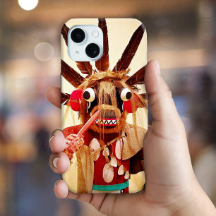 Wood kachina pop foto schattig gekke grappig gezic iPhone 15 case