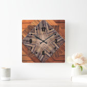 Wood Kaleidoscoop Design Square Wall Klocks Vierkante Klok (Huis)