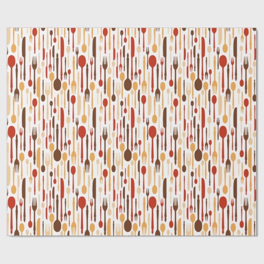 Wood Kitchen Fork Spoon Knife Cadeaupapier (Vlak)