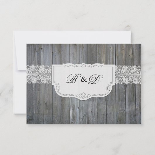 Wood Lace Elegant Wedding Invitation Kaart (Voorkant)