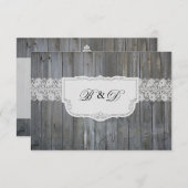 Wood Lace Elegant Wedding Invitation Kaart (Voorkant / Achterkant)