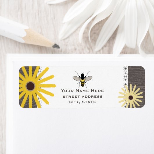 Wood & Lace geïnspireerd Black Eyed Susans Bee Lab Etiket (Insitu)