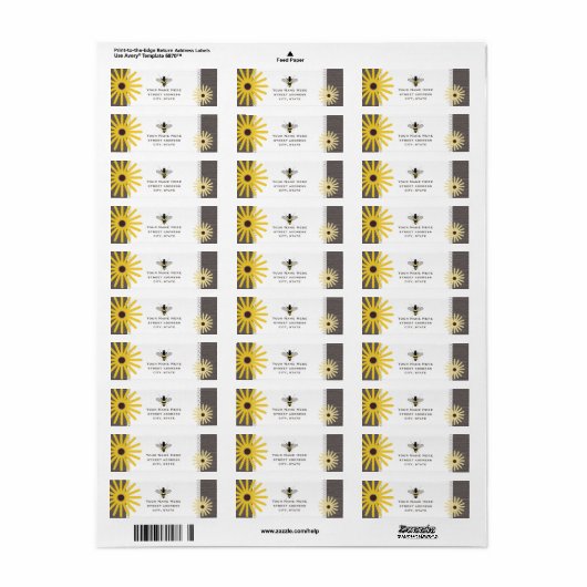 Wood & Lace geïnspireerd Black Eyed Susans Bee Lab Etiket (Full Sheet)