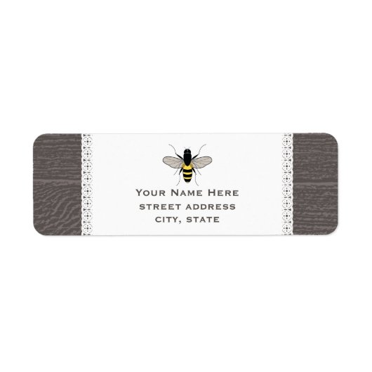 Wood & Lace geïnspireerd honing bij adres label (Voorkant)