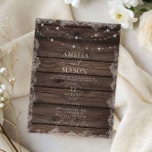 Wood & Lace String Light Rustic Wedding Invitation