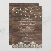 Wood Lace String Lights Islamitische Moslim Bruilo Kaart (Voorkant / Achterkant)