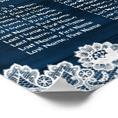 Wood Lace Sunflower Navy Blue  Seating Chart Poster (Hoek)