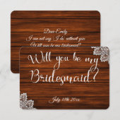 Wood & Lace Wordt mijn Bridesmaid-Kaart? Kaart (Voorkant / Achterkant)