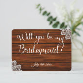 Wood & Lace Wordt mijn Bridesmaid-Kaart? Kaart (Staand voorkant)