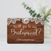 Wood & Lace Wordt mijn Bridesmaid-Kaart? Kaart (Staand voorkant)