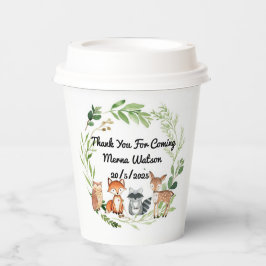 wood land animals greenery design papieren bekers