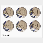 Wood Lavender Lace Rustic Monogram Weddenschap Lab Ronde Sticker (Vel)