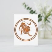 Wood Leo Zodiac Lion Astrology Sign Briefkaart (Staand voorkant)
