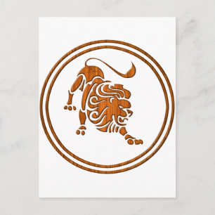 Wood Leo Zodiac Lion Astrology Sign Briefkaart