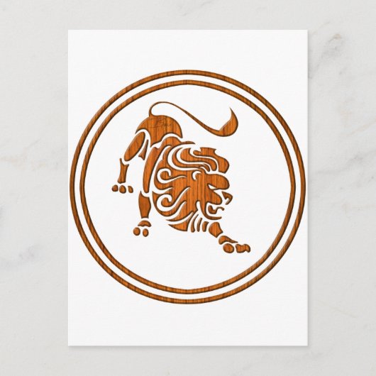 Wood Leo Zodiac Lion Astrology Sign Briefkaart (Voorkant)