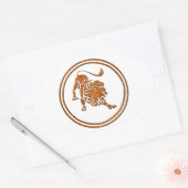 Wood Leo Zodiac Lion Astrology Sign Ovale Sticker (Envelop)