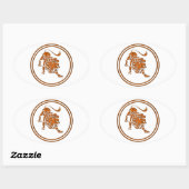 Wood Leo Zodiac Lion Astrology Sign Ovale Sticker (Vel)