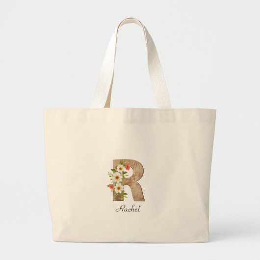Wood letter R flower monogram retirement Tote Bag (Voorkant)
