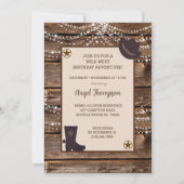 Wood Lichten Westerne Cowgirl Birthday Uitnodiging (Voorkant)