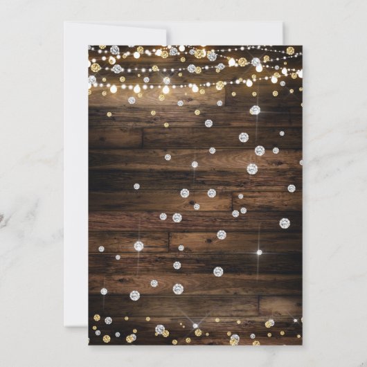 Wood & Lights Diamond Trouwjurk Vrijgezellenfeest Kaart (Achterkant)