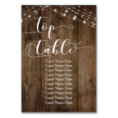 Wood & Lights Top tafel met gastennamen Kaart (Voorkant)