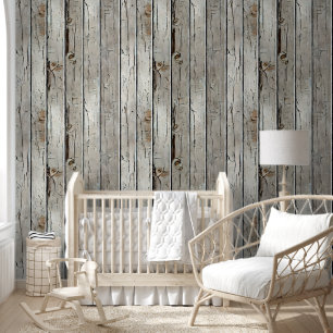 Wood limewash land western wit rustiek chic behang
