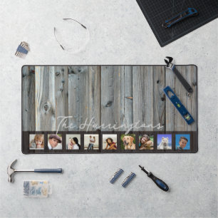 Wood Look familienaam in fotocollage Bureaumat