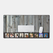 Wood Look familienaam in fotocollage Bureaumat (Keyboard & Muis)