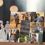 Wood Look Jij bent de One Photo Collage Fotoplaat<br><div class="desc">Moderne fotocollage die je kunt personaliseren met 7 van je favoriete foto's. De sjabloon is opstelling klaar voor u om uw foto's toe te voegen, die met de klok mee van de bovenkant links werken. De tekst leest "u bent"in moderne overmaatse druk en casual manuscripttypografie. Dit ontwerp is een roestachtig...</div>