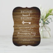 Wood Look  Key Housewarming Uitnodigen Kaart (Staand voorkant)
